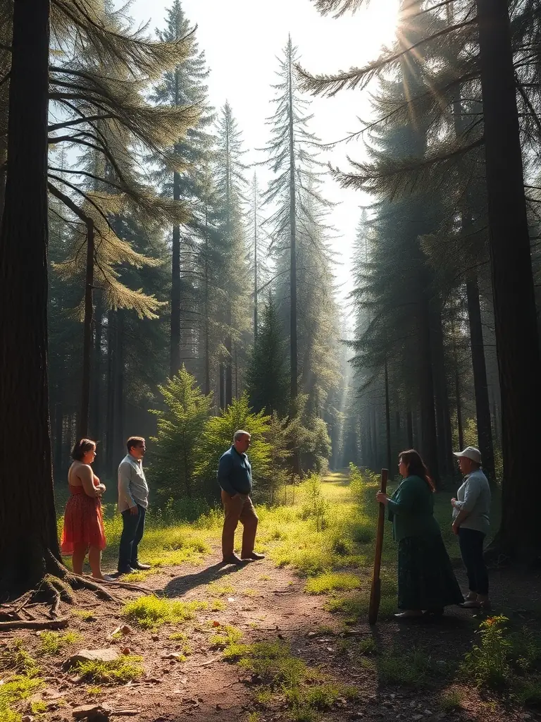 An image of a community workshop with participants learning about wildlife management outdoors.